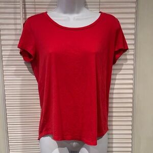 LOFT Red Short Sleeve Scoop Neck Tee